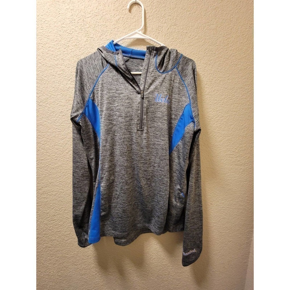UCLA Colosseum Womens Long Sleeve Quarter Zip, Blue And Gray Size XL